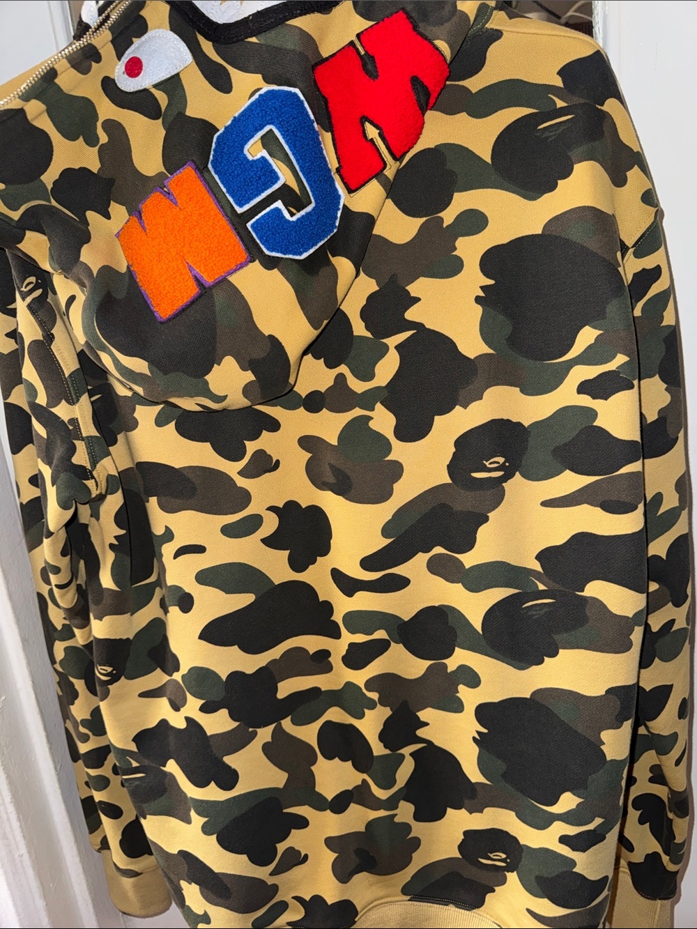 AWGM Camo Hoodie Top with Colorful Appliqué (Rare size XL).